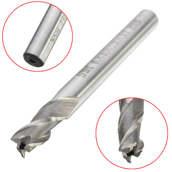 6mm 3 Flute HSS Aluminium Extra Long End Mill Cutter CNC Bit