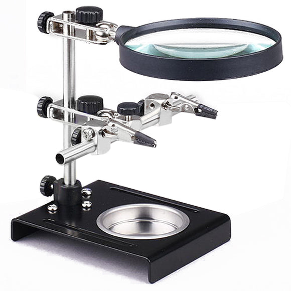 Universal Soldering Holder Stand For Welding With Magnifier