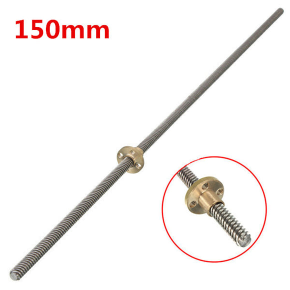 150mm Lead Screw 8mm Thread Stainless Steel Lead Screw with Flange Brass Nut