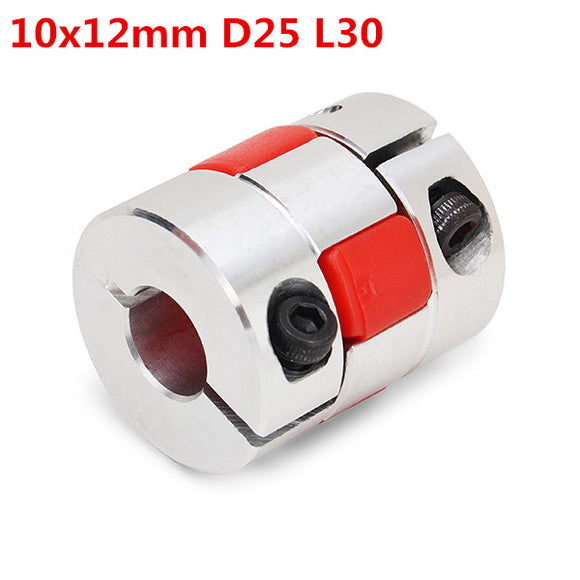 10mmx12mm Aluminum Flexible Spider Shaft Coupling OD25mm x L30mm CNC Stepper Motor Coupler Connector