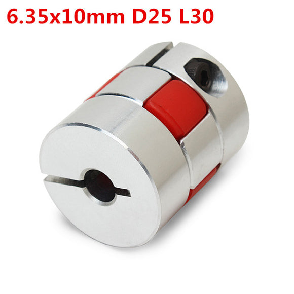 Machifit 6.35x10mm Aluminum Flexible Spider Shaft Coupling CNC Stepper Motor Coupler Connector OD25mm x L30mm