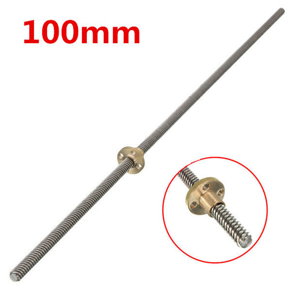100mm Lead Screw Rod 8mm Thread T Shape Linear Rail Bar Shaft with Flange Brass Nut