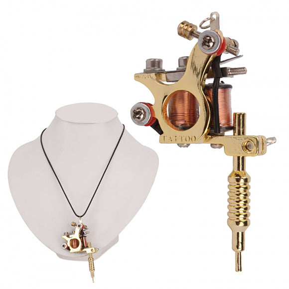 OCOOCOO Golden GS100 Fashion Mini Tattoo Machine Pendant Toy with Chain Necklace