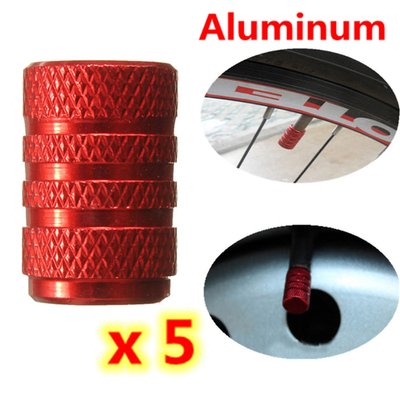 Motorcycle Car Wheel Dust Valve Caps Round Covers 5Pcs Aluminum