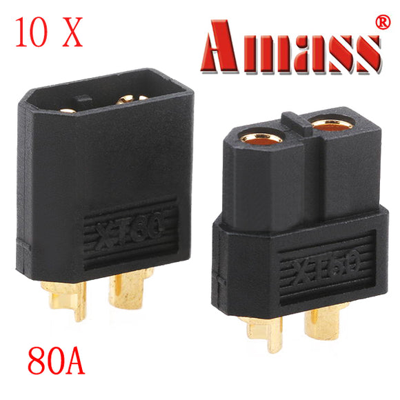 Amass XT60 Bullet Connector Plugs For RC Battery Motor Black 10 Pairs