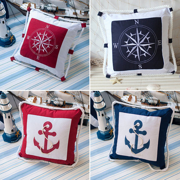 Nautical Sailing Anchor Compass Throw Pillows Canvas Cushion Sofa Office Car Decor