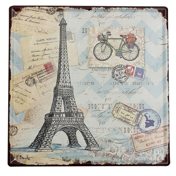 Eiffel Tower Tin Sign Vintage Metal Plaque Poster Bar Pub Home Wall Decor