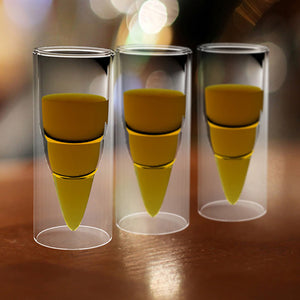 2Pcs Double Layer Glass Bullet Cup Clear Beer Missile Coffee Travel Mug Cup