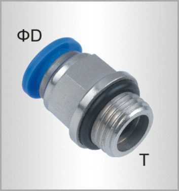 PU FITTING STR. STUD W/O-RING 8MM-1/8 M