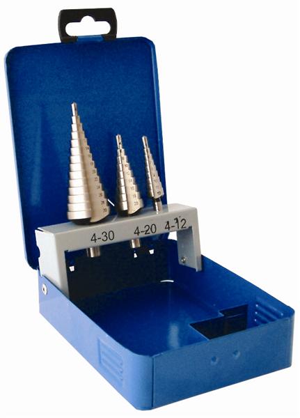 STEP DRILL SET 3 PCE HSS IN PLASTIC CASE