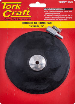 BACKING PAD RUBBER 125MM W/ARBOR