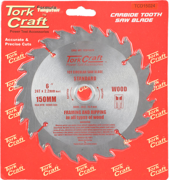 BLADE TCT 150 X 24T 20/16 GENERAL PURPOSE RIP WOOD