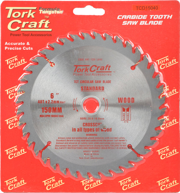 BLADE TCT 150 X 40T 20/16 GENERAL PURPOSE COMBINATION WOOD
