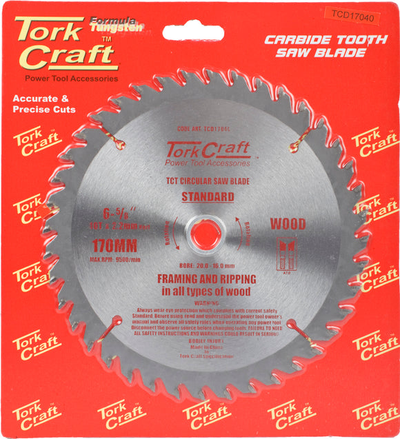 BLADE TCT 170 X 40T 20-16MM GENERAL PURPOSE COMBINATION