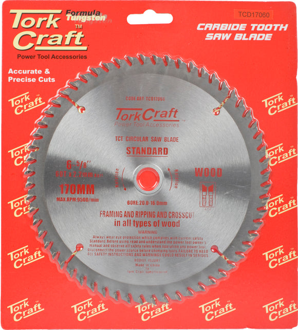 BLADE TCT 170 X 60T 20/16 GENERAL PURPOSE CROSS CUT