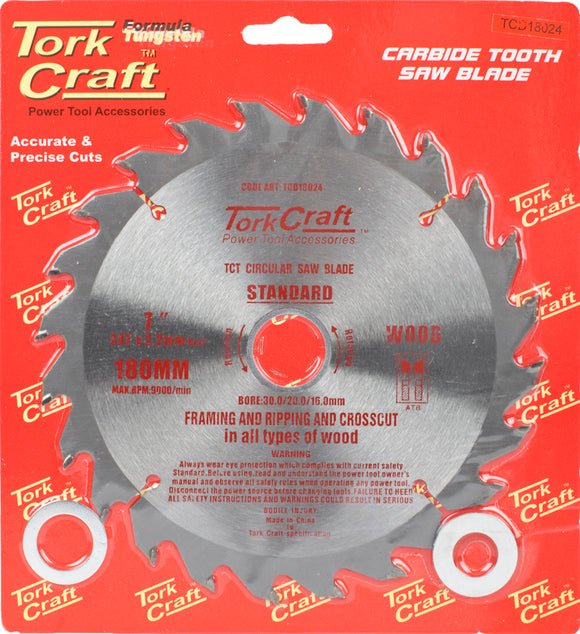 BLADE TCT 180 X 24T 30/20/16 GENERAL PURPOSE RIP