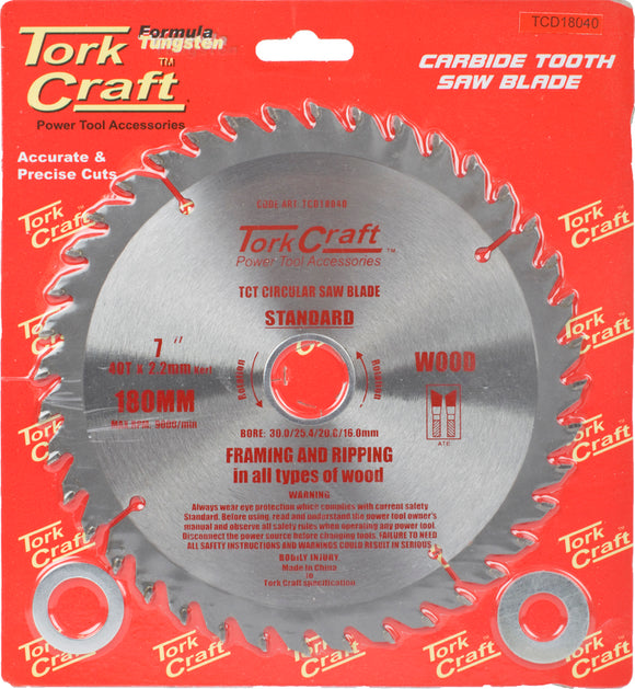 BLADE TCT 180 X 40T 30/20/16 GENERAL PURPOSE COMBINATION