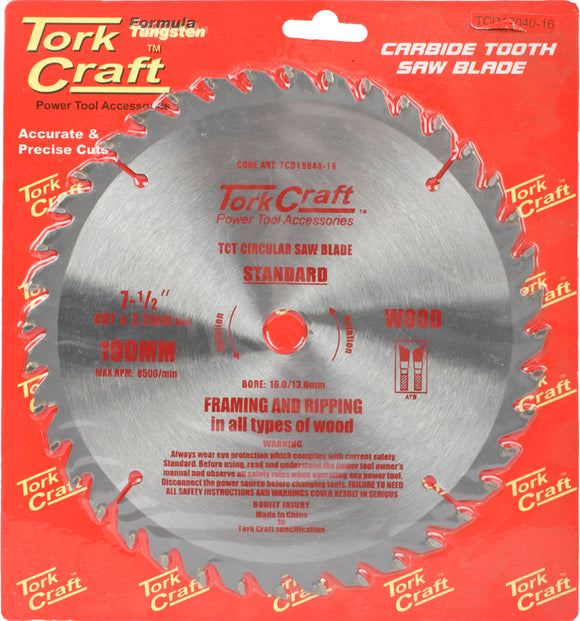 BLADE 190 X 40T 16MM GENERAL PURPOSE COMBINATION