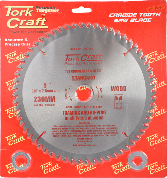 BLADE TCT 230 X 60T 30/1/20 GENERAL PURPOSE CROSS CUT