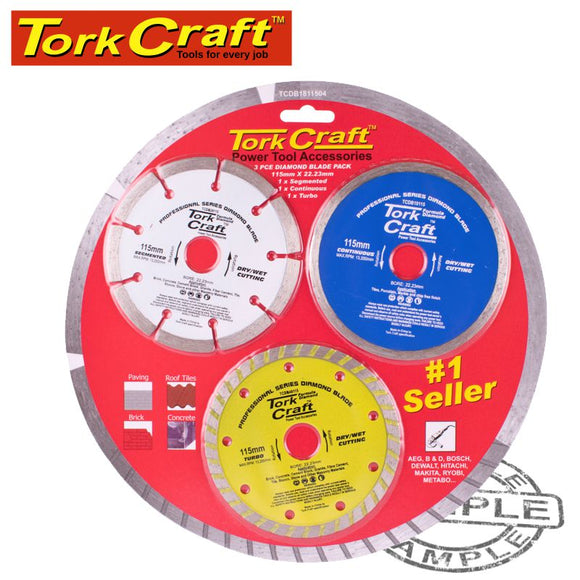 DIAMOND BLADE 3PCE SET 115 CON SEG TURBO COLOUR PACK