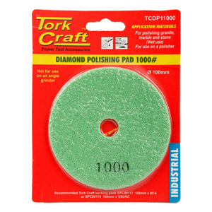 100MM DIAMOND WET POLISHING PAD 1000 GRIT DARK GREEN