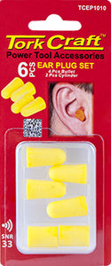 EAR PLUG 6PC SET 4PC BULLET 2PC CYLINDER CARDED SNR33