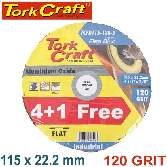FLAP SANDING DISC 115MM 120GRIT 4+1 FREE