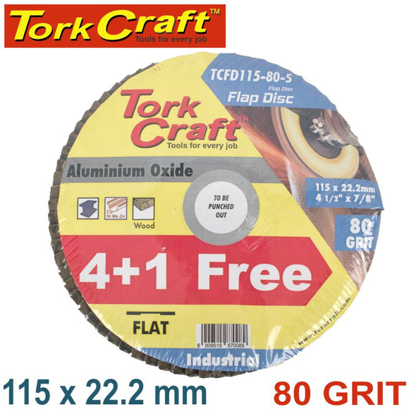 FLAP SANDING DISC 115MM 80GRIT 4+1 FREE