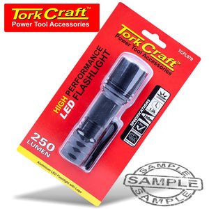 TORCH LED ALUM. 250LM BLK USE 3 X AAA BATTERIES TORK CRAFT FLASH LIGHT