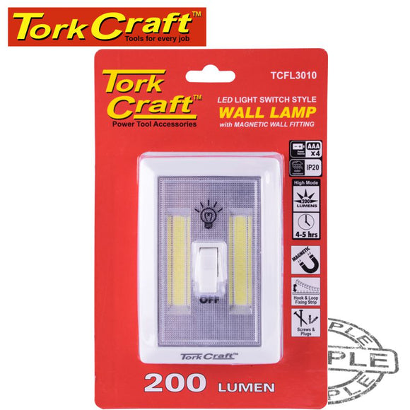 LIGHT SWITCH LED 200LM USE 4XAAA BAT TORK CRAFT