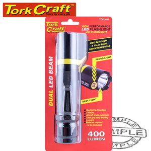 TORCH LED ALUM. DUAL BEAM FLOODLIGHT 400LM BLK USE 4X AA BATTERIES