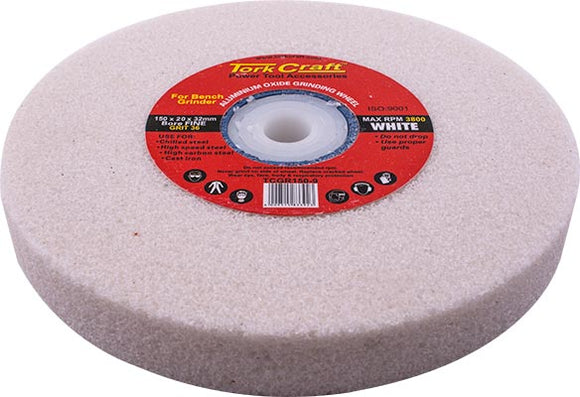 GRINDING WHEEL 150X20X32MM WHITE COARSE 36GR W/BUSHES FOR BENCH GRIN