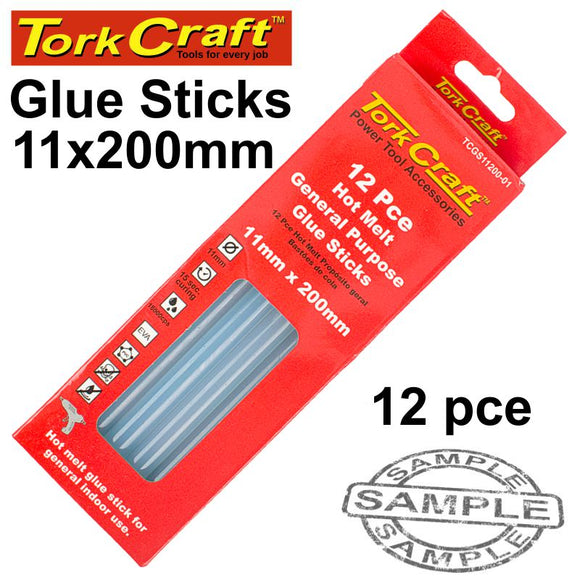 GLUE STICK 11 X 200MM 12PC HOT MELT GEN. PURPOSE EVA 18000CPS