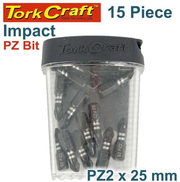 IMPACT POZI.2 X 25MM INSERT BIT 15PC TIC TAC CASE PZ2