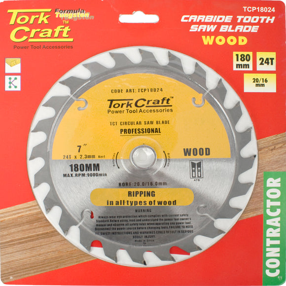 BLADE CONTRACTOR 180 X 24T 20/16 CIRCULAR SAW TCT