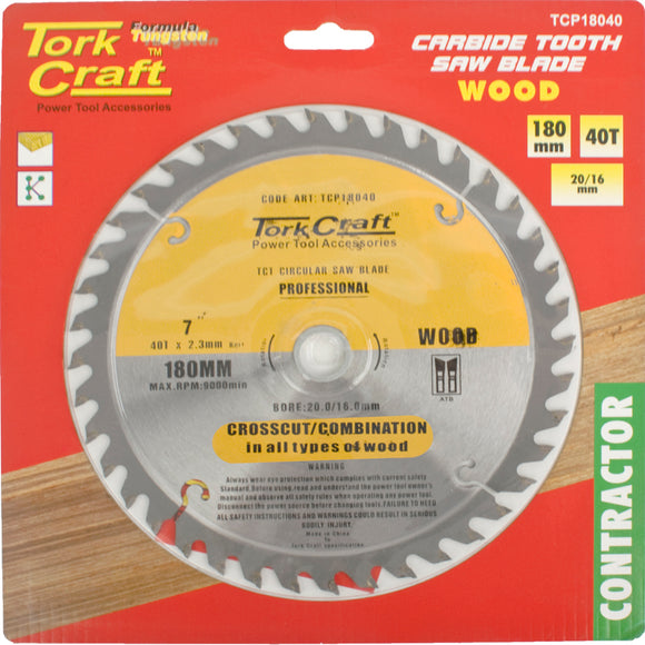 BLADE CONTRACTOR 180 X 40T 20/16 CIRCULAR SAW TCT
