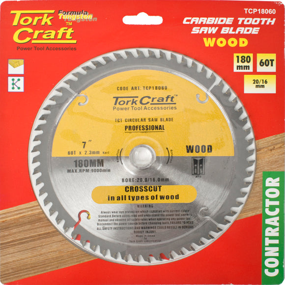 BLADE CONTRACTOR 180 X 60T 20/16 CIRCULAR SAW TCT