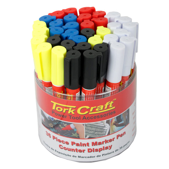 PAINT MARKER PEN 36PC BULK TUB RED/YEL/WHITE/BLACK/BLUE