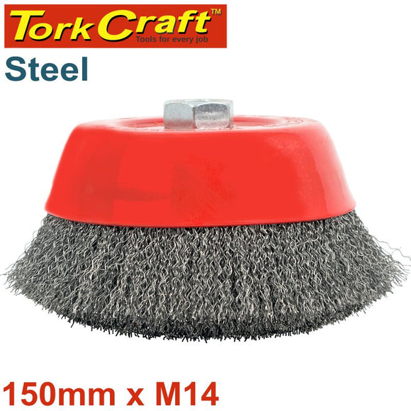 WIRE CUP BRUSH CRIMPED PLAIN 150MMXM14 BULK