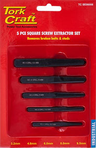 SQUARE SCREW EXTRACTOR SET 5PCE