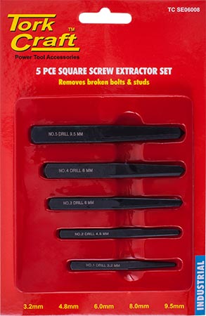 SQUARE SCREW EXTRACTOR SET 5PCE