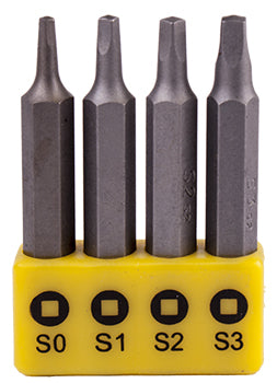 SCREWDRIVER BIT SET SQUARE RECESS 4PCE 50MM SQ0.1.2.3