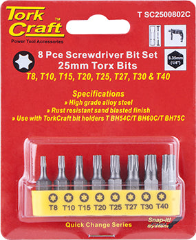 S/DRIVER BIT SET 8PCE TORX T8-T40