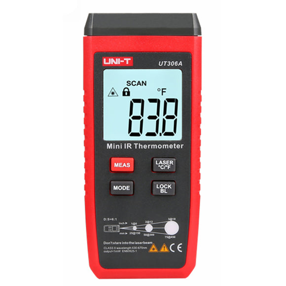 UNI-T UT306A Mini LCD -35~300 Infrared Thermometer Red Laser Temperature Meter /