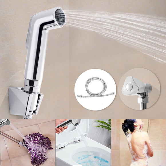 Bidet Shattaf Douche Spray Shut Off Valve Chrome Toilet Shower Head Hose Bathroom Accessories Set