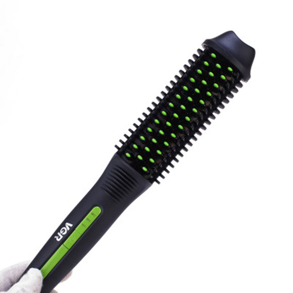 VGR Electric Hair Straightener Brushes 3 Gear Anti-scald Curly Straight Hair Wet Dry Styling Comb