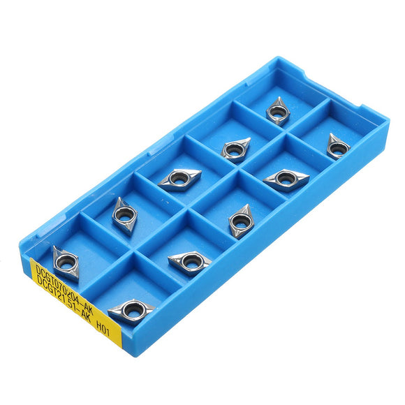 Drillpro 10pcs DCGT0702-AK H01 / DCGT21.51-AK H01 Inserts Used for Aluminum Turning Tool Holder Cutter