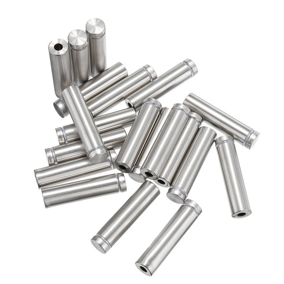 20Pcs/Set 12mm Stainless Steel Advertisement Nails Stone Wall Mount Glass Sign Standoff Bolt Pin Fixing Screw Kits for Artwork Sign Displaying