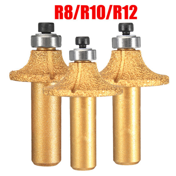 Diamond Stone Marble Grinding Edge Router Bit 1/2 Inch Shank R8/R10/R12 Woodworking Cutter Tool