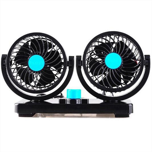 Car Electric Mini Fan Low Noise Summer Car Auto Conditioner 12V 360 Degree Rotating 2 Gears
